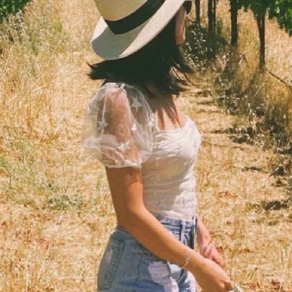 Puff sleeve tulle bodysuit